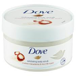 DOVE BODY SCRUB CRUSHED MACADAMI &amp;RICE MILK SCENT 225ML